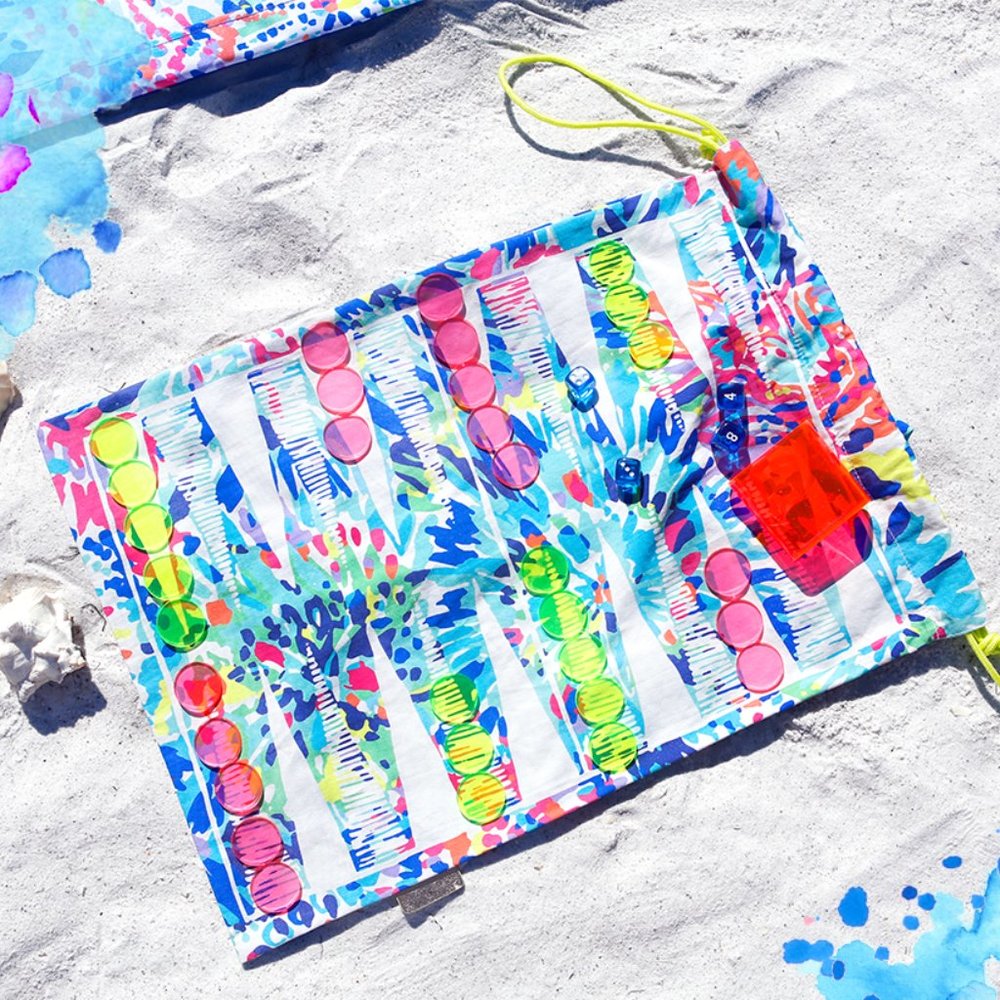 Lilly Pulitzer beach game bag with checkers